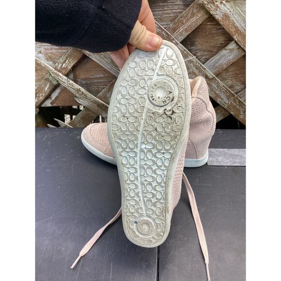 Coach Women's Pale Pink Alexis Suede Hidden Wedge Sneaker 8M - Picture 4 of 7